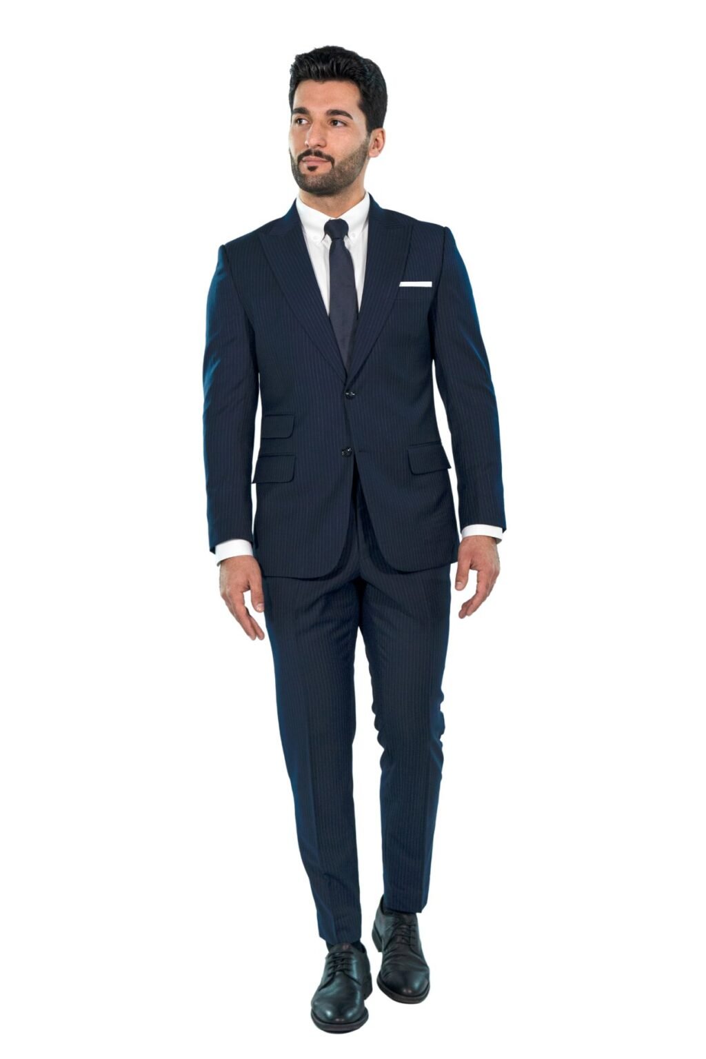 Dark Blue Stripe Suit - Stallion Bespoke