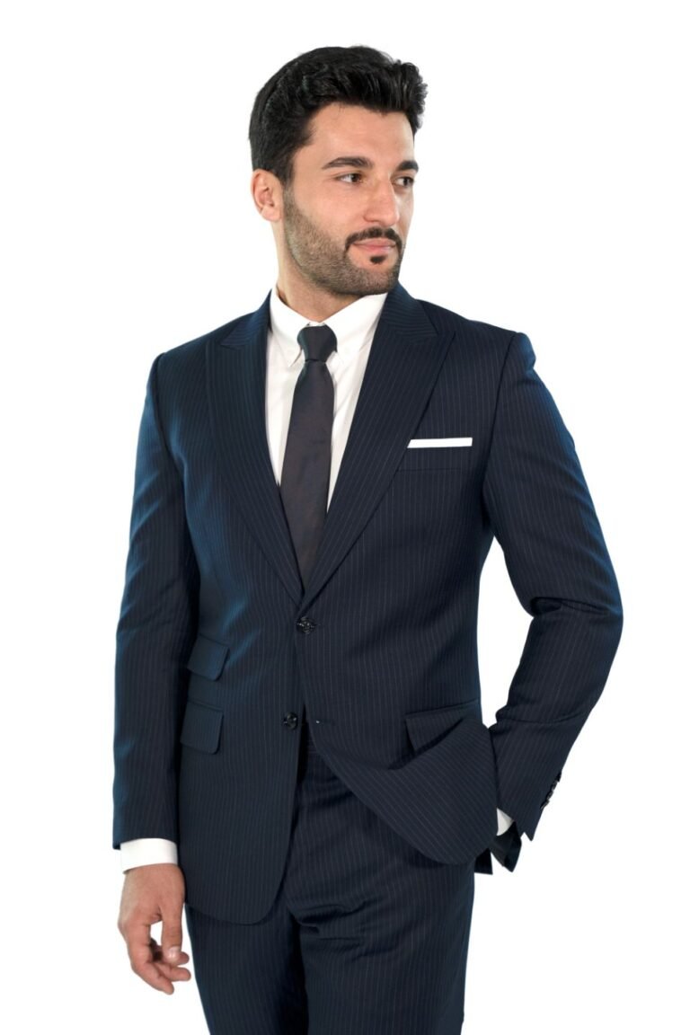 Dark Blue Stripe Suit - Stallion Bespoke